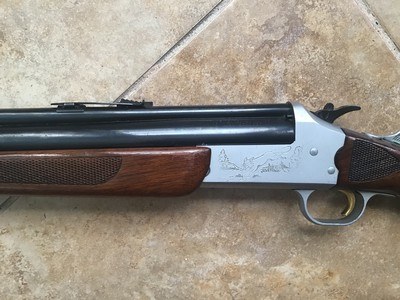 SAVAGE 24 DELUXE 22 LR. OVER 20 GA. GOLD TRIGGER, SATIN SILVER ENGRAVED WITH RED FOX ON ONE SIDE & GROUSE IN FLIGHT ON OTHER SIDE, EXC. COND. - Image 7 of 8