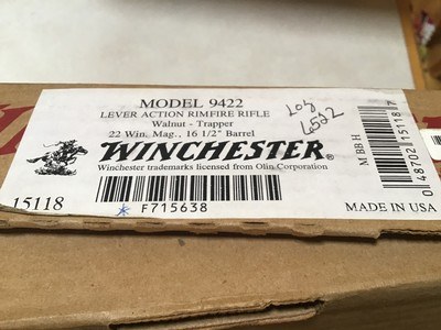 WINCHESTER 9422 22 MAGNUM “TRAPPER” 16 1/2” BARREL NEW NEW UNFIRED 100% COND. WITH PAPERS & HANG TAG - Image 10 of 11