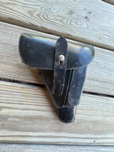 GERMAN MILITARY BLACK HOLSTER HAS PS498 STAMPED ON OUTSIDE - Image 1 of 3
