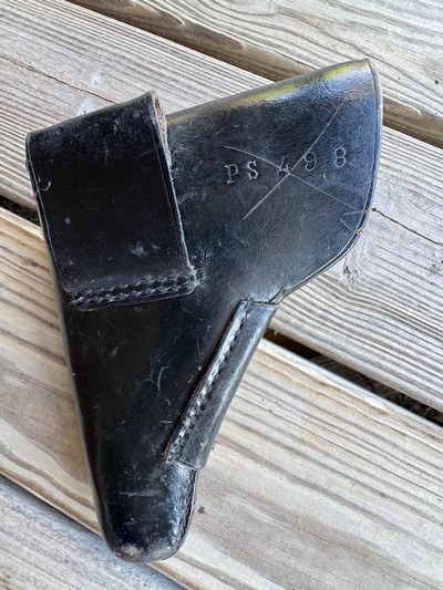 GERMAN MILITARY BLACK HOLSTER HAS PS498 STAMPED ON OUTSIDE - Image 2 of 3