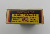 Collectible Ammo: Winchester Super Speed .30 Win (.30-30) 170 grain Soft Point Catalog No. K3002C - 6 of 11
