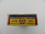 Collectible Ammo: Winchester Super Speed 8 m/m Mauser 170 grain Soft Point, Catalog No. K8004C - 6 of 15
