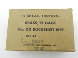 Collectible Ammo: US M19 Brass Shotshells, 00 Buck, Remington Manufacture, 10-Round Box (#6381) - 2 of 11