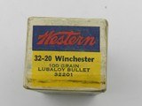 Collectible Ammo: Western .32-20 Win 100 grain Lubaloy Bullet, Bullseye Box, Western Catalog No. 32201
(#6585) - 7 of 10