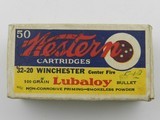 Collectible Ammo: Western .32-20 Win 100 grain Lubaloy Bullet, Bullseye Box, Western Catalog No. 32201
(#6585) - 2 of 10