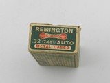 Collectible Ammo: Remington Kleanbore .32 Auto (7.65 mm), 71 grain Metal Cased Bullet, Dog Bone Box, Catalog No. R151 (#6590) - 11 of 11