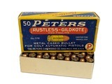Collectible Ammo: Full Box Peters .45 Colt Auto Rustless-Gildkote Non-Fouling Center Fire Smokeless - 1 of 8