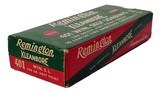 Collectible Ammo: Full Box Remington Kleanbore 401 Win. Self Loading .200 Gr. Soft Point Bullet No. 2140 - 1 of 9