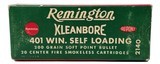Collectible Ammo: Full Box Remington Kleanbore 401 Win. Self Loading .200 Gr. Soft Point Bullet No. 2140 - 7 of 9
