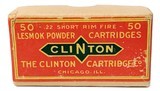 Collectible Ammo: Full Box of The Clinton Cartridge Co. Lesmok Powder Cartridges .22 Short Rim Fire - 50 Cartridges - 8 of 9