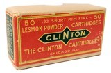 Collectible Ammo: Full Box of The Clinton Cartridge Co. Lesmok Powder Cartridges .22 Short Rim Fire - 50 Cartridges - 1 of 9