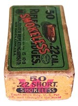 Collectible Ammo: Sealed Box Winchester Repeating Arms Co. .22 Short Smokeless Target Cartridges Greaseless Bullets - 7 of 9