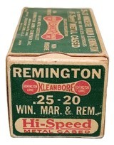 Collectible Ammo: Full Box Remington Arms Co. Kleanbore .25-20 Win. Mar. & Rem. Hi-Speed Metal Cased Delayed Mushroom 60grs - 80HM - 4 of 8