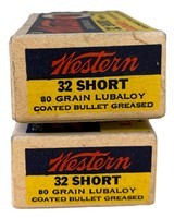 Collectible Ammo Two Full Boxes of 50 Rounds Western Cartridges Lubaloy 32 Short Rimfire 80 Grain 100 Rounds Total - 7 of 10