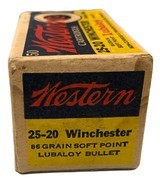 Collectible Ammo Full Box: Western Cartidges 25-20 Winchester 86 Grain Soft Point Lubaloy - 6 of 10