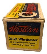 Collectible Ammo Full Box: Western Cartidges 25-20 Winchester 86 Grain Soft Point Lubaloy - 4 of 10