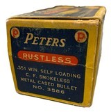 Collectible Ammo: Full Box 50 Rounds of Peters .351 Win SL For Winchester 1907 Self Loading Rifle - 5 of 8