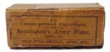 Collectible Ammo: Partial Box Centre-primed Cartridges for Remington's Army Pistol, Calibre .50 Frankford Arsenal, April, 1872 - 2 of 6