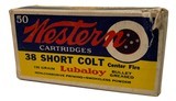 Collectible Ammo: Full Box Western Cartridges .38 Short Colt 130 GN Lubaloy Western #38SCP - 3 of 8