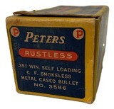 Collectible Ammo: Full Box Peters Rustless Cartridges .351 Win Self Loading for Winchester 1907 Peters #3586 - 5 of 8
