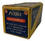 Collectible Ammo: Full Box Peters Rustless Cartridges .351 Win Self Loading for Winchester 1907 Peters #3586 - 4 of 8