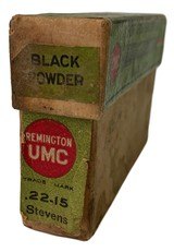 Collectible Ammo Full Box: 20 Rounds of Remington U.M.C. .22-15 Stevens 22-15-60 Stevens Black Powder - 3 of 7