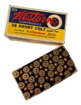 Collectible Ammo: Full Box 50 Rounds of Western .38 Short Colt 130 Gn Lubaloy FMJ Western 38SCP - 1 of 9