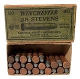 Collectible Ammo: Partial Box 26 Rounds of Winchester .25 Stevens in Lesmok Box - 1 of 8