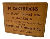 Collectible Ammo: Full Sealed Box 10 Cartridges Sharps Rifle Co .52-100 Caliber For Sharps Improved Rifle - 1 of 6