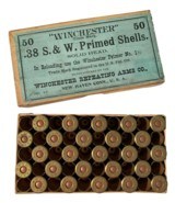 Collectible Ammo Full Box: 50 Winchester Primed .38 S&W Primed Shells - 1 of 9