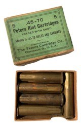 Collectible Ammo Full Box: 5 Rounds of Peters .45-70 Riot Cartridges - 1 of 7