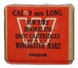 Collectible Ammo: Full Box 50 Rounds of Winchester 9mm Long Shot Adapted to Model 36 Shot Gun Cal 9mm Sealed - 5 of 6