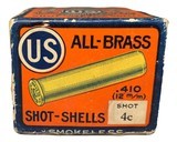 Collectible Ammo: Full Box of US .410 ALL BRASS 12 m/m Shot 4C Shot shells - 2 of 7