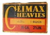 Collectible Ammo: Full Box 25 Rounds Of United States Cartridge CO. 16 Ga. 1 Buck 2 9/16 12 Pellet Climax Heavies Long Range Loads - 5 of 9