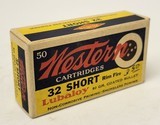 Collectible Ammo: Full Box - 50 Rounds of Western Cartridges .32 Short rimfire Lubaloy 80gr. Coated Bullet Non-Corrosive - Smokeless Powder K1243R - 1 of 8