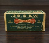 Collectible Ammo: Full Box - 50 Rounds of .38 S. & W. Remington UMC Kleanbore 146 grs. Lead Bullet - Dogbone Box - 7 of 12
