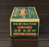 Collectible Ammo: Full Box - 50 Rounds of .38 S. & W. Remington UMC Kleanbore 146 grs. Lead Bullet - Dogbone Box - 5 of 12