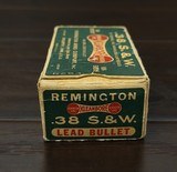 Collectible Ammo: Full Box - 50 Rounds of .38 S. & W. Remington UMC Kleanbore 146 grs. Lead Bullet - Dogbone Box - 3 of 12