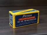 Collectible Ammo: Full Box - 50 Rounds of Peters Rustless .25-20 Winchester 86 gr. Soft Point Ammo