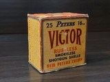 Collectible Ammo: Full Box
25 Rounds of Peters Victor Rustless 16 Gauge 2 3/4 IN. #8 Shot Shotgun Ammo