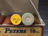 Collectible Ammo: Full Box - 25 Rounds of Peters Victor Rustless 16 Gauge 2-3/4 IN. #8 Shot Shotgun Ammo - 6 of 6