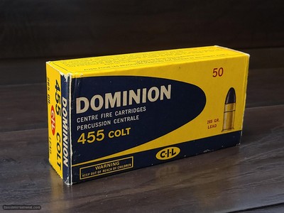 50 Rounds of C-I-L Dominion .455 Colt (.455 Webley) 265gr. Lead Ammo