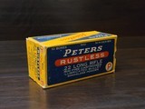Collectible Ammo: Full Carton
500 Rounds of Peters Rustless .22 Long Rifle Rimfire Cartridges No. 2279
"Army Lot" Stamped