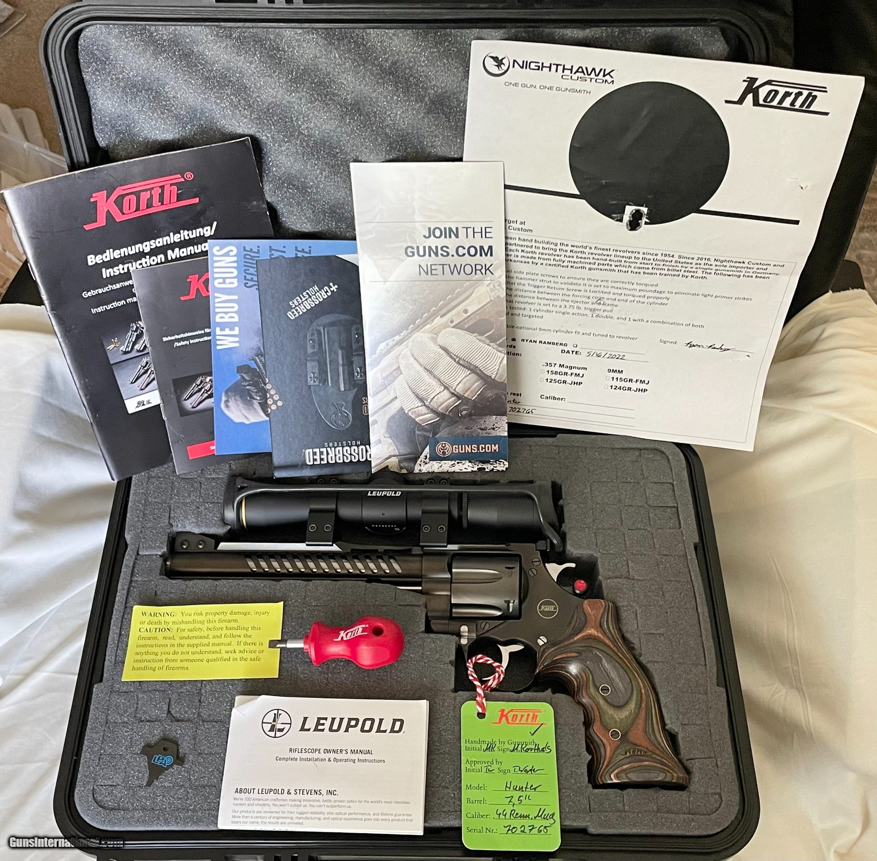 *BRAND NEW* Nighthawk Custom Korth NXR Hunter Deluxe 7.5" barrel 44 mag