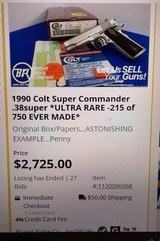 **ULTRA RARE** 1 of 750 1990 Colt 38 SUPER COMMANDER 1911 Series 80 EXCELLENT!!! - 19 of 20