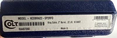 **EXCELLENT** Colt King Cobra 22LR with 2