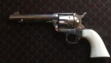 Pristine Colt SAA, 2nd gen, .45 LC, Nickel, mgf 1959, with Mastodon Ivory Grips - 1 of 12