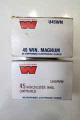 Winchester .45 Win Mag Factory New Unprimed Brass 2 Boxes 100pcs Total Magnum U45WM - 1 of 3