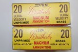 Weatherby .224 W.M. Weatherby Magnum Unprimed Brass 2 Boxes Total 38pcs. NEW IN BOX - 2 of 3