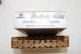 Weatherby .416 W.M. Weatherby Magnum Unprimed Brass 1 Box Total 20pcs. NEW IN BOX - 3 of 3